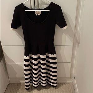 Kate Spade Black and White Striped Dress with Crotchet Skirt